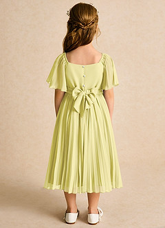 Azazie Gisele Flower Girl Dresses Lemon Sorbet A-Line Pleated Chiffon Dress image6