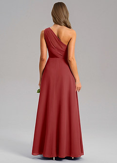Azazie Phaedra Bridesmaid Dresses Rust A-Line One Shoulder Chiffon Dress image2