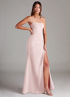 Azazie Leonis Bridesmaid Dresses Blushing Pink Sheath Strapless Chiffon Convertible Dress image8