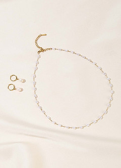 front Conjunto de joyas de hilo de perlas