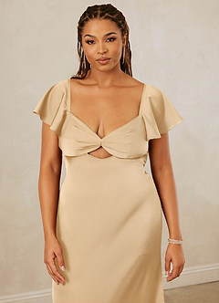 Christian Siriano Bridal for Azazie 1005 Bridesmaid Dresses Gold Sheath Sweetheart Neckline Stretch Satin Dress image14