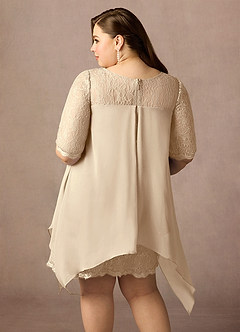Azazie Flo Mère de la mariée Robes Robe Trapèze en Mousseline de soie Dentelle Champagne image13
