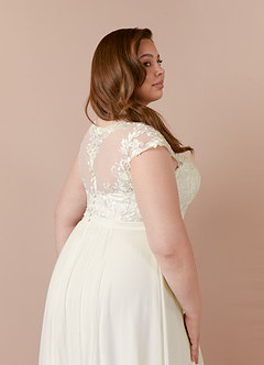 Azazie Brynslee Wedding Dresses Cream A-Line Scoop Sequins Chiffon Dress image15