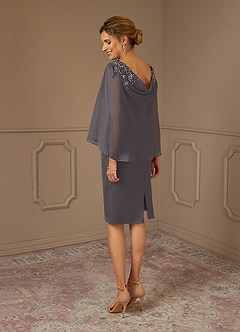 Azazie Carmela vestidos de madre de la novia Vestido de Gris Acero de Gasa de Recto con Encaje image3
