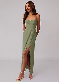 Barbie ♥ Azazie Bridesmaid Dresses Pistachio Sheath Corset Chiffon Dress image2
