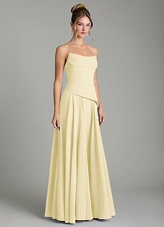 Azazie Gabriela Bridesmaid Dresses Lemon Sorbet A-Line Corset Chiffon Dress image5