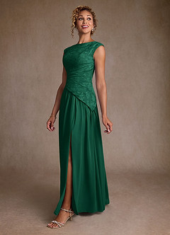 Azazie Kalleen Kleider für die Brautmutter A-Linie Plissee Chiffon Kleid Smaragd image4