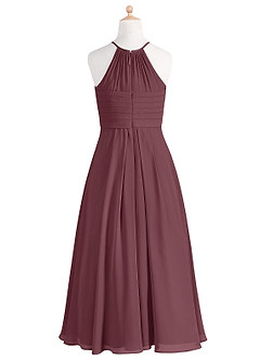 Azazie Ginger Junior Sangria A-Line Pleated Chiffon Dress image8