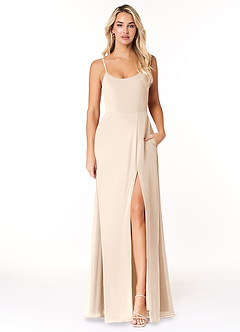 Azazie Moira Bridesmaid Dresses White Alabaster A-Line Scoop Chiffon Dress image1