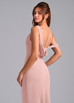 Azazie Madelyn Bridesmaid Dresses Powder Pink Mermaid One Shoulder Chiffon Convertible Dress image2
