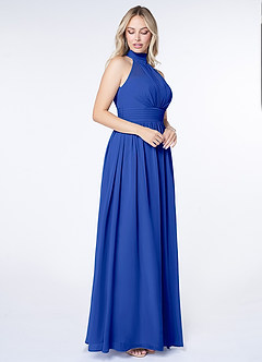 Azazie Iman Brautjungfernkleider A-Linie A-Linie Gerüscht Chiffon Kleid Königsblau image3