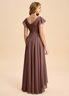 Azazie Caria Junior Espresso A-Line Pleated Chiffon Dress image2