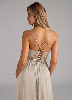 Azazie Aaida Bridesmaid Dresses Frost A-Line Corset Stretch Satin Dress image2