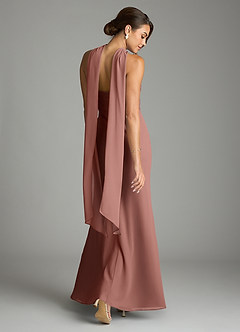 Azazie Saylor Vestidos de damas de honor Vestido de Rosa De Cedro de Gasa de Corte Sirena con Sin tirantes image9