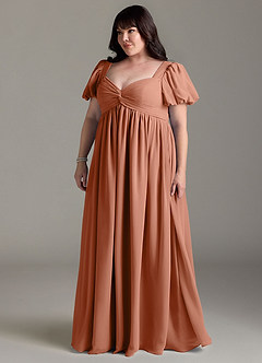 Azazie Madisynn Maternity Bridesmaid Dresses Bow Chiffon Floor-Length Dress image8