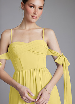 Azazie Ayanna Final Sale Canary A-Line Off the Shoulder Chiffon Dress image3
