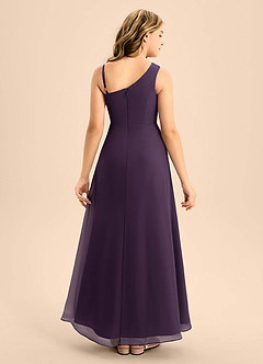 Azazie Brooke Junior Plum A-Line Side Slit Chiffon Dress image2