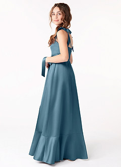 Azazie Barbara Junior Bermuda A-Line Bow Stretch Satin Dress image2