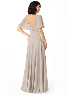 Azazie Pamela Bridesmaid Dresses Frost A-Line V-Neck Pleated Chiffon Dress image2
