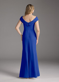 Azazie Cupid Final Sale Royal Blue A-Line Boatneck Lace Chiffon Dress image5