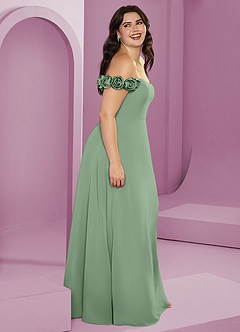 Barbie ♥ Azazie Brautjungfernkleider Wandelbar A-Linie Schulterfrei Chiffon Kleid Matcha image15