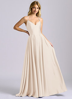 Azazie Truce Robes de demoiselle d'honneur Robe Trapèze en Satin extensible Albâtre Blanc image6