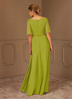 Azazie Tricia Mother of the Bride Dresses Lemongrass A-Line V-Neck Pleated Chiffon Dress image5