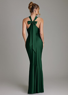 Azazie Reign Bridesmaid Dresses Dark Green Mermaid Pleated Stretch Satin Dress image2