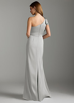 Azazie Rinna Bridesmaid Dresses Silver Mermaid Ruched Stretch Satin Dress image8