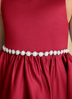 Azazie Julietta Flower Girl Dresses Scarlet Ball-Gown Convertible Tulle Dress image10