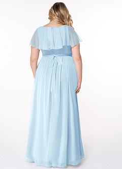 Azazie Jael Bridesmaid Dresses Sky Blue A-Line V-Neck Mesh Dress image8