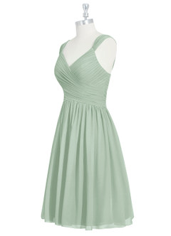 Azazie Angie Bridesmaid Dresses Agave A-Line Corset Chiffon Dress image9