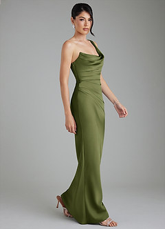 Azazie Sabrina Bridesmaid Dresses Olive Mermaid Corset Stretch Satin Dress image9