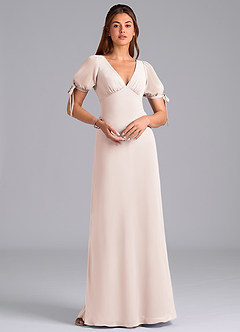 Azazie Pheby Bridesmaid Dresses Rose Petal A-Line Pleated Chiffon Dress image3