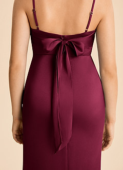 Azazie Mia Junior Robe Sirène en Satin extensible Plissé Bourgogne image6