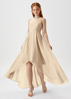 Azazie Lizette Junior Champagne A-Line Pleated Chiffon Dress image1