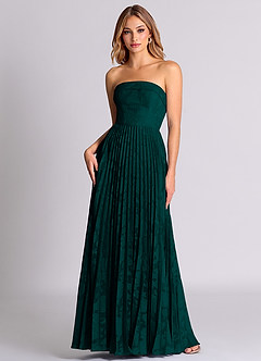 Azazie Mariana Bridesmaid Dresses Pine A-Line Strapless Floral Burnout Convertible Dress image1