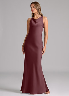 Azazie Allettie Robes de demoiselle d'honneur Robe Sirène en Satin extensible Sangria image5
