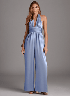 Azazie Oli Bridesmaid Dresses Ice Pleated Stretch Satin Jumpsuit image3