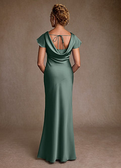 Azazie Shelby Mother of the Bride Dresses Sea Moss Mermaid Pleated Stretch Satin Dress image2