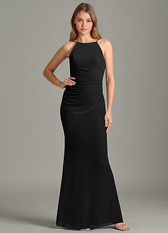 Azazie Sorcha Bridesmaid Dresses Black Mermaid Pleated Mesh Dress image1