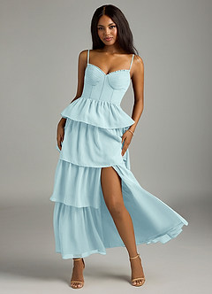 Azazie Kaiden Bridesmaid Dresses Sea Glass A-Line Sweetheart Neckline Chiffon Dress image5