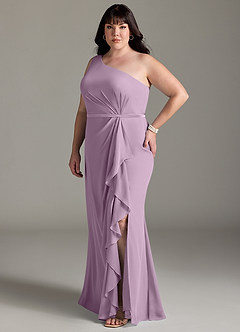 Azazie Liza Bridesmaid Dresses Wisteria Mermaid One Shoulder Chiffon Dress image8