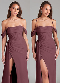 Azazie Amyra Vestidos de damas de honor Vestido de Sangrado de Gasa de Corte Recto Convertible con Vestidos sin tirantes image9