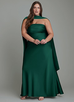 Azazie Saylor Bridesmaid Dresses Emerald Mermaid Strapless Stretch Satin Dress image15