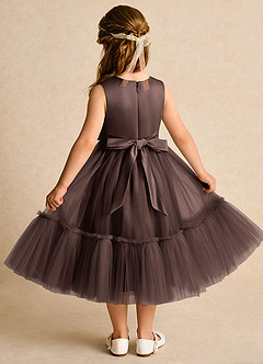 Azazie Miracle Blumenmädchenkleider A-Linie Schleifen Matte Satin Kleid Ganache image2