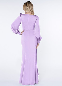 Azazie Raye Bridesmaid Dresses Lilac Mermaid Long Sleeve Stretch Satin Dress image2