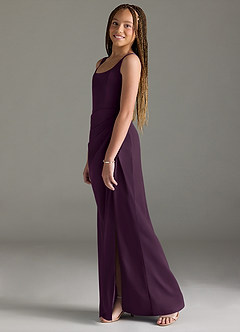 Azazie Mero Junior Plum Mermaid Pleated Stretch Satin Dress image4