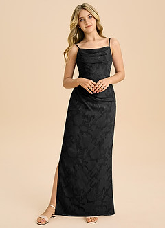 Azazie Mai Junior Etui Plissee Blumen-Burnout Kleid Schwarz image5