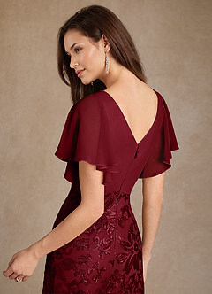 Azazie Fallon Mère de la mariée Robes Robe Trapèze en Dentelle Plissée Bourgogne image7